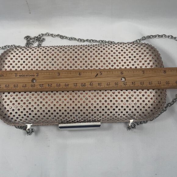 Charming Charlie RSVP Rose Colored Sequin Jeweled Hardcase Clutch Evening Bag - Picture 6 of 13